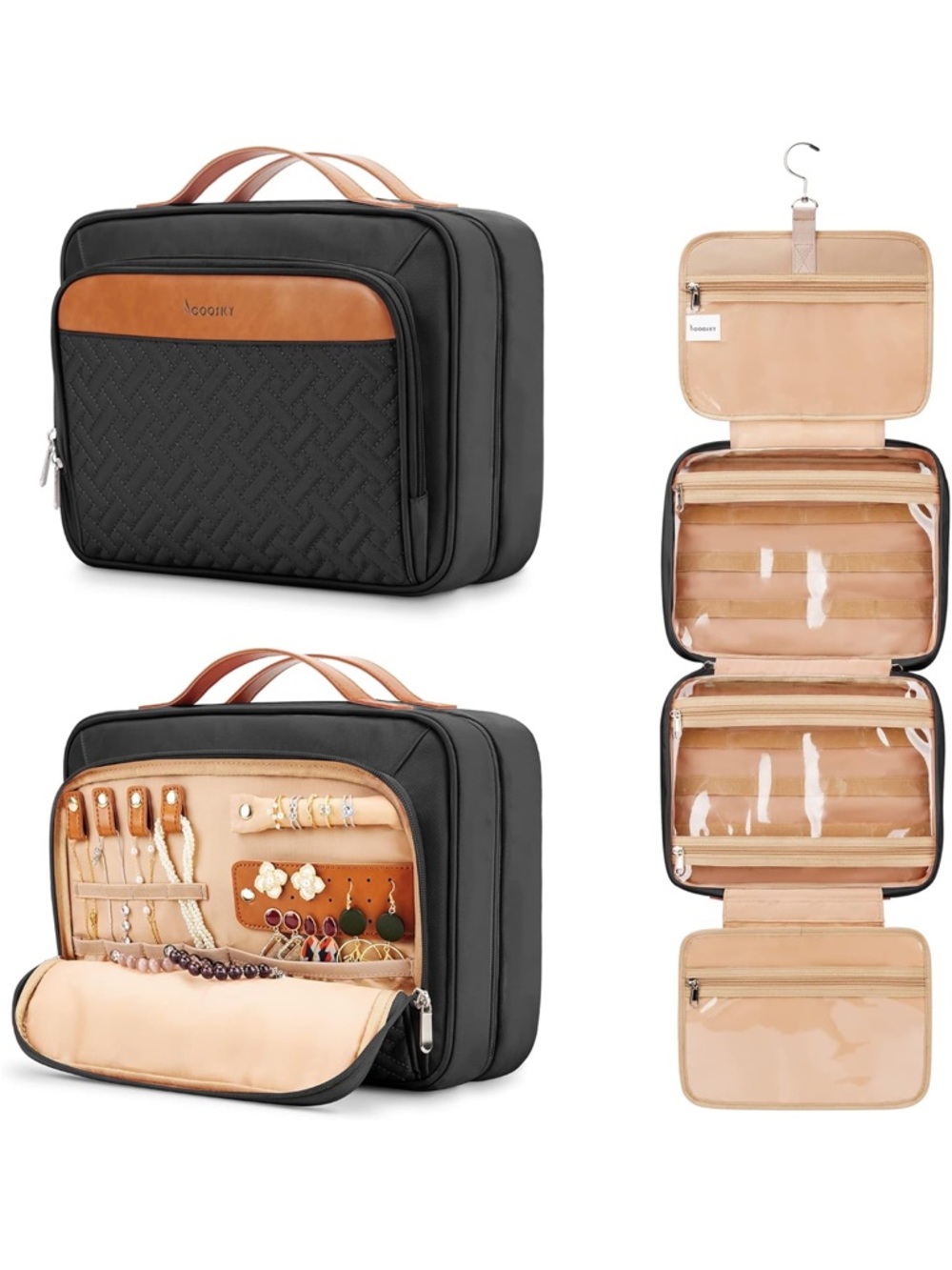 Travel Hanging Toiletry Bag for Women With Jewelry Compartment